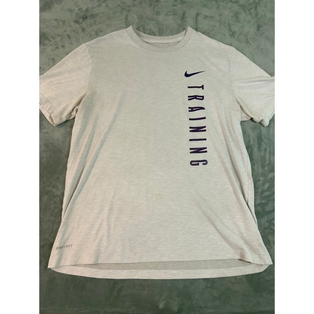 Nike Training Dri-FIT Shirt Mens Large Grey Short Sleeve Athletic Cut Tee